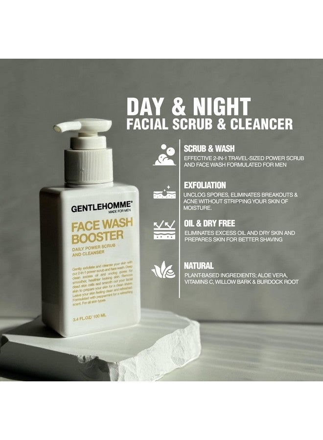 GENTLEHOMME Men’S Face Wash & Exfoliator Daily Exfoliating Face Cleanser For Men Plantbased Ingredients Peppermint Face Scrub Travel Size 3.4 Fl Oz - Image 2