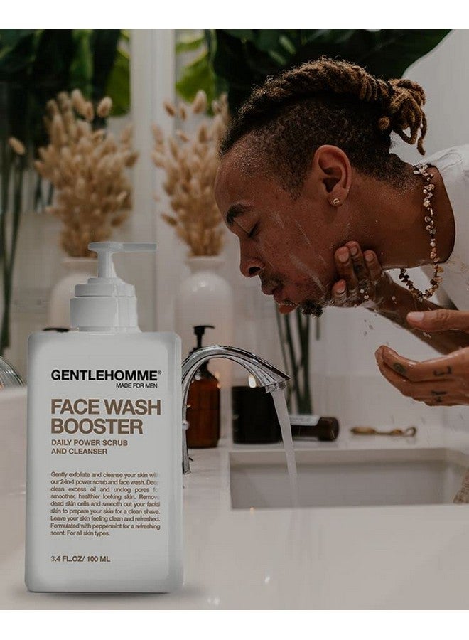 GENTLEHOMME Men’S Face Wash & Exfoliator Daily Exfoliating Face Cleanser For Men Plantbased Ingredients Peppermint Face Scrub Travel Size 3.4 Fl Oz - Image 3
