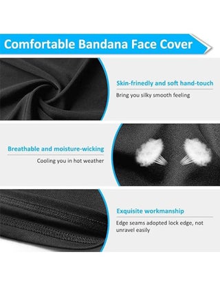 2 عبوة جراميق تبريد للرقبة قابلة للتنفس، وشاح واقي للوجه من الحرير الجليدي، غطاء رأس متعدد الوظائف، غطاء رأس باندانا للوجه، وشاح رأس للحماية من الأشعة فوق البنفسجية، وشاح بالاكلافا قابل للتمدد قابل لإعادة الاستخدام (أسود + أسود) - view 5