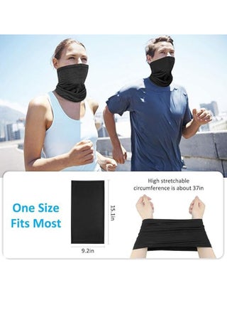 2 عبوة جراميق تبريد للرقبة قابلة للتنفس، وشاح واقي للوجه من الحرير الجليدي، غطاء رأس متعدد الوظائف، غطاء رأس باندانا للوجه، وشاح رأس للحماية من الأشعة فوق البنفسجية، وشاح بالاكلافا قابل للتمدد قابل لإعادة الاستخدام (أسود + أسود) - view 3