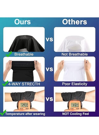 2 عبوة جراميق تبريد للرقبة قابلة للتنفس، وشاح واقي للوجه من الحرير الجليدي، غطاء رأس متعدد الوظائف، غطاء رأس باندانا للوجه، وشاح رأس للحماية من الأشعة فوق البنفسجية، وشاح بالاكلافا قابل للتمدد قابل لإعادة الاستخدام (أسود + أسود) - view 4