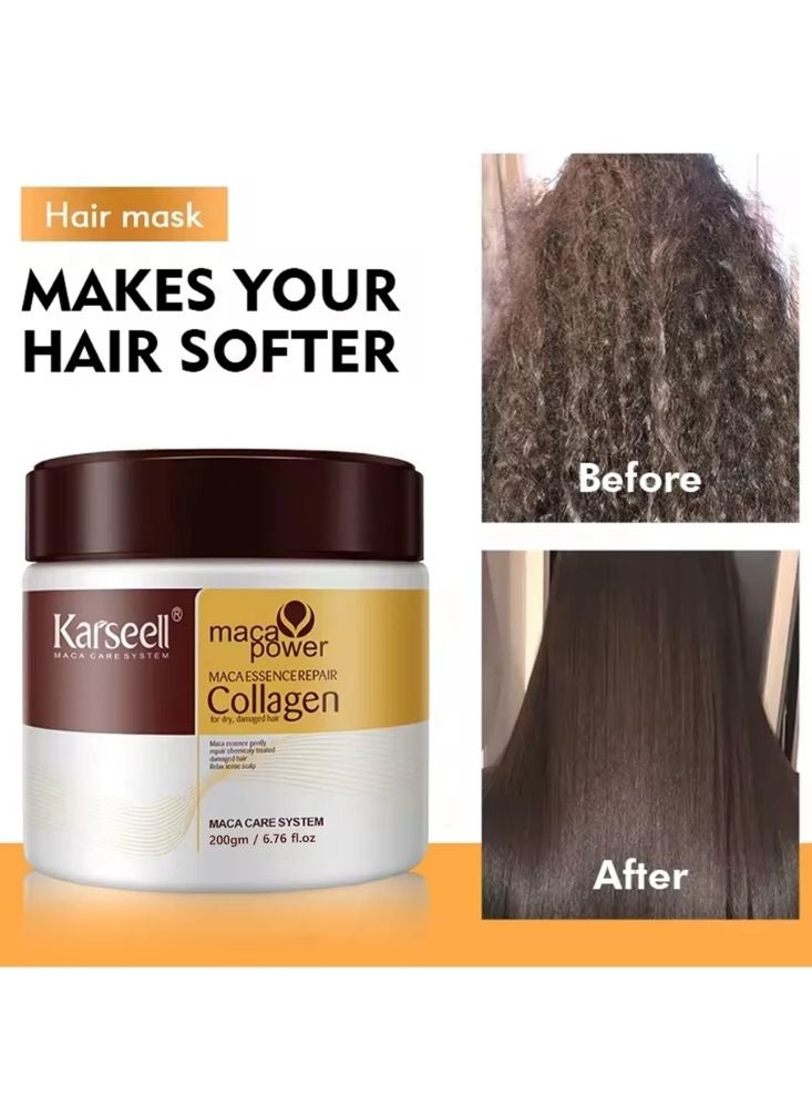 Karseell Maca Power Collagen Mask for Dry and Damaged Hair Treatment and Deep Moisturizing 500ml - Image 2