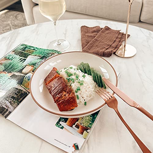Mora Ceramic Large Pasta Bowls 30oz, Set of 4 - Serving, Salad, Dinner, etc Plate/Wide Bowl - Microwave, Oven, Dishwasher Safe Kitchen Dinnerware - Modern Porcelain Stoneware Dishes, Vanilla White - Image 5