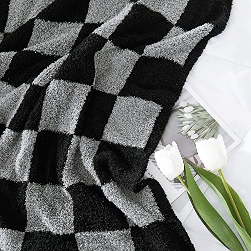 WRENSONGE بطانية ورينسونج المربعة، بطانية ناعمة دافئة مصنوعة يدوياً باللونين الأسود والرمادي، مثالية للأريكة، الكرسي، السرير، النزهات والسفر، بطانيات خفيفة الوزن للرجال - Image 4