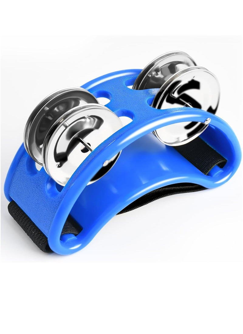 Mike Music - Foot Tambourine Percussion Musical Instrument Foot Drum set with Metal Jingle Bell for Guitar Drum Accessory Instrument - Blue - Image 1
