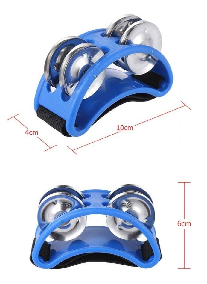 Mike Music - Foot Tambourine Percussion Musical Instrument Foot Drum set with Metal Jingle Bell for Guitar Drum Accessory Instrument - Blue - Image 1