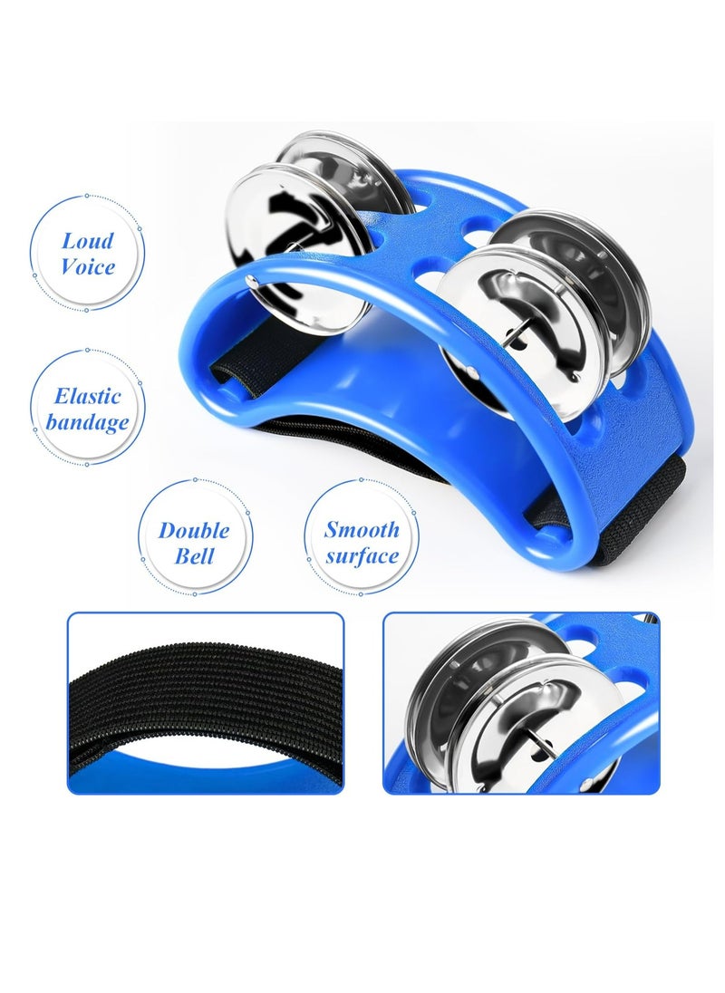 Mike Music - Foot Tambourine Percussion Musical Instrument Foot Drum set with Metal Jingle Bell for Guitar Drum Accessory Instrument - Blue - Image 1