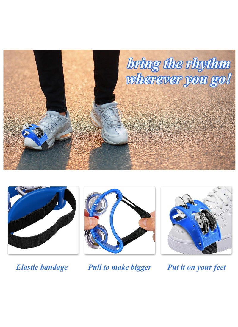 Mike Music - Foot Tambourine Percussion Musical Instrument Foot Drum set with Metal Jingle Bell for Guitar Drum Accessory Instrument - Blue - Image 1