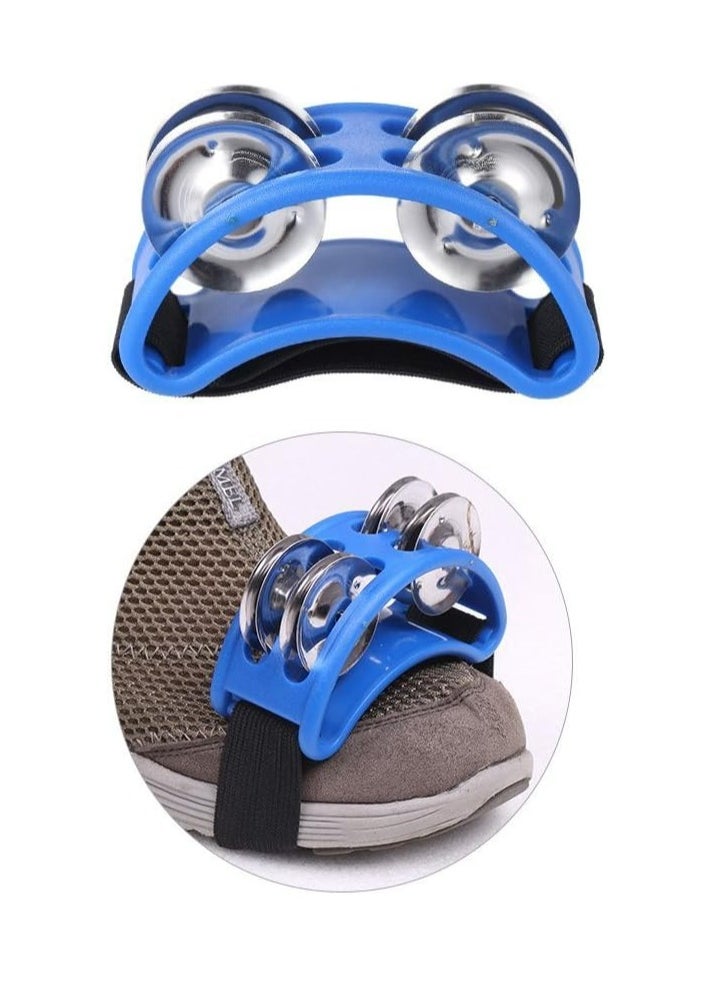 Mike Music - Foot Tambourine Percussion Musical Instrument Foot Drum set with Metal Jingle Bell for Guitar Drum Accessory Instrument - Blue - Image 1