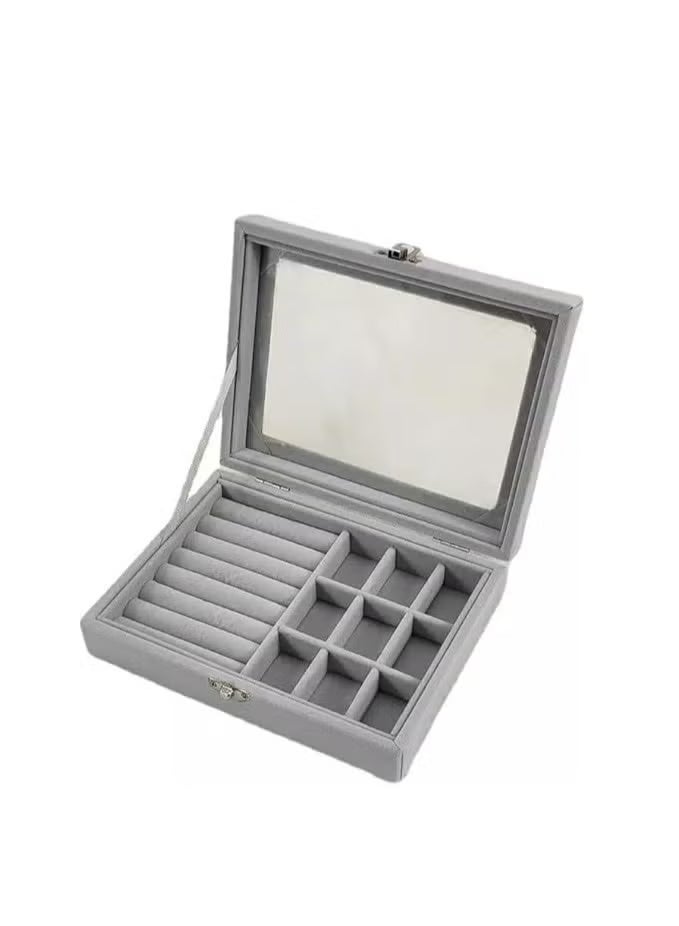 Shein Glass Ring Jewelry 9 Grids Velvet Display Storage Box Tray Case Holder Earring Organizer Stand, Alloy Multicolor - Image 1