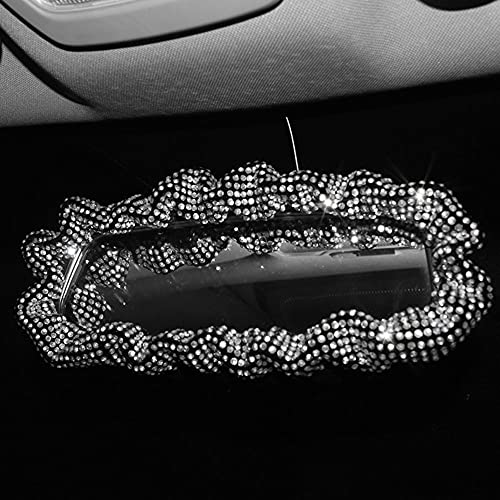 MACHSWON Car Rear View Mirror with Crystal Diamonds Bling Rhinestones Car Rear View Mirror for Women,Car Interior Trim,Best Birthday Holiday Gift Car Rearview Mirror Cover Elastic Decoive Cover with Shiny - Image 1