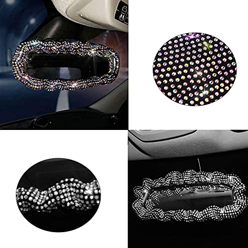 MACHSWON Car Rear View Mirror with Crystal Diamonds Bling Rhinestones Car Rear View Mirror for Women,Car Interior Trim,Best Birthday Holiday Gift Car Rearview Mirror Cover Elastic Decoive Cover with Shiny - Image 3