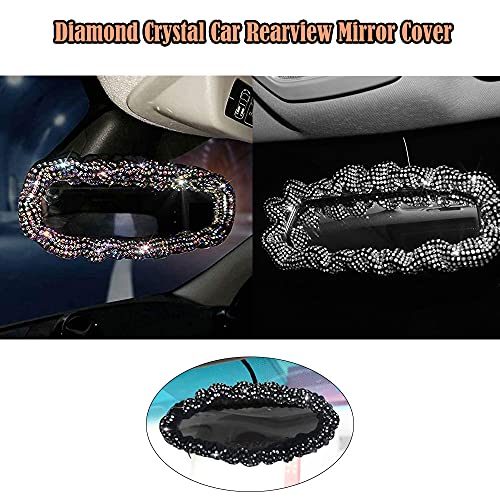 MACHSWON Car Rear View Mirror with Crystal Diamonds Bling Rhinestones Car Rear View Mirror for Women,Car Interior Trim,Best Birthday Holiday Gift Car Rearview Mirror Cover Elastic Decoive Cover with Shiny - Image 2