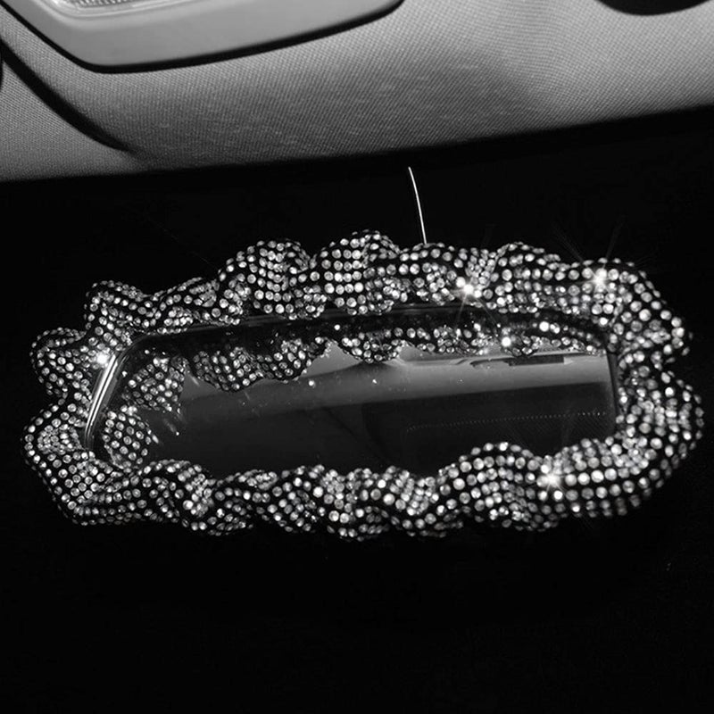 MACHSWON Car Rear View Mirror with Crystal Diamonds Bling Rhinestones Car Rear View Mirror for Women,Car Interior Trim,Best Birthday Holiday Gift Car Rearview Mirror Cover Elastic Decoive Cover with Shiny - Image 5
