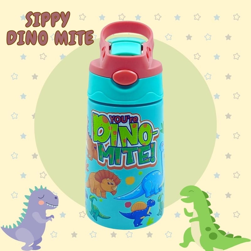 VOIK - Kids Sipper Stainless Steel Water Bottle with Straw | One Click Push Button to Open | Colorful Design |Insulated Hot and Cold up to 10 Hours | Double Wall | Ideal for School, Picnics | 300 ml - Image 2