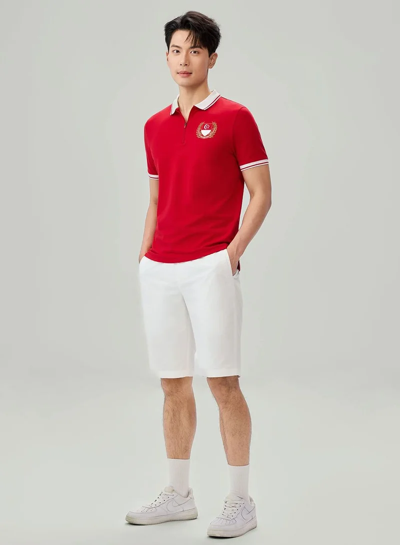 Men's Slim Peach Twill Elastic Shorts