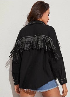 Loquat Women's Beaded Loose Denim Jacket  - Image 2