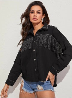 Loquat Women's Beaded Loose Denim Jacket  - Image 1