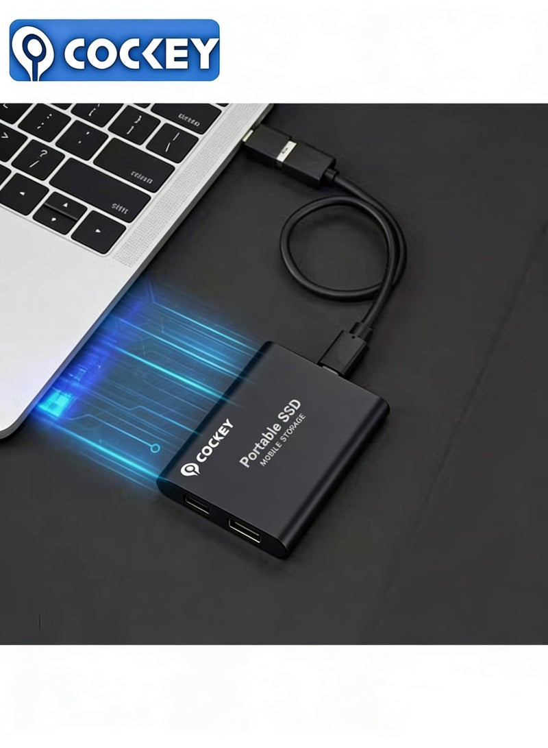 COCKEY 2TB Portable External Hard Drive, Mini SSD Hard Drives,Solid State External Drives,Computer Backup Drive,USB 3.1 to Type-C Support Data Storage Transfer for Windows XP PC Laptop and Mac(Black) - Image 3