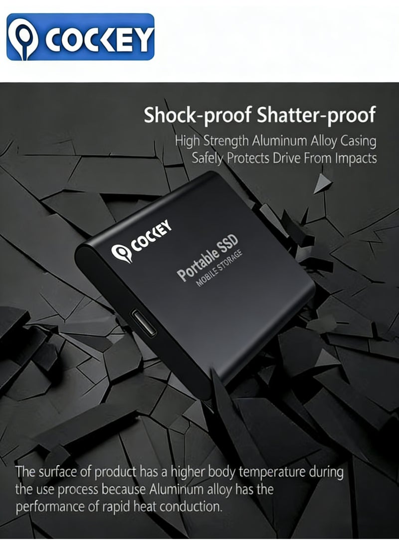 COCKEY 2TB Portable External Hard Drive, Mini SSD Hard Drives,Solid State External Drives,Computer Backup Drive,USB 3.1 to Type-C Support Data Storage Transfer for Windows XP PC Laptop and Mac(Black) - Image 4