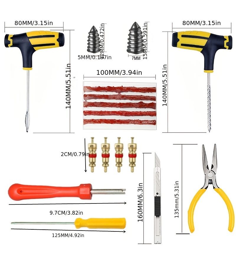 Car Tire Repair Kit Puncture Plug Tool Tire Blowout Emergency Inflation Nozzle Repair Tool Kit Model B 0002 - Image 3