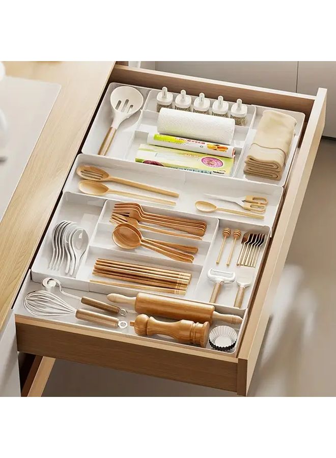 منظم درج متوسط قابل للتمديد شوك ملاعق سكاكين عيدان أكل تخزين المطبخ - Image 1