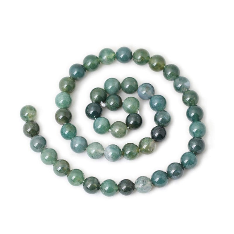 CHEAVIAN 45PCS 8mm Natural Moss Agate Gemstone Round Loose Beads for Jewelry Making DIY 1 Strand 15" - Image 2