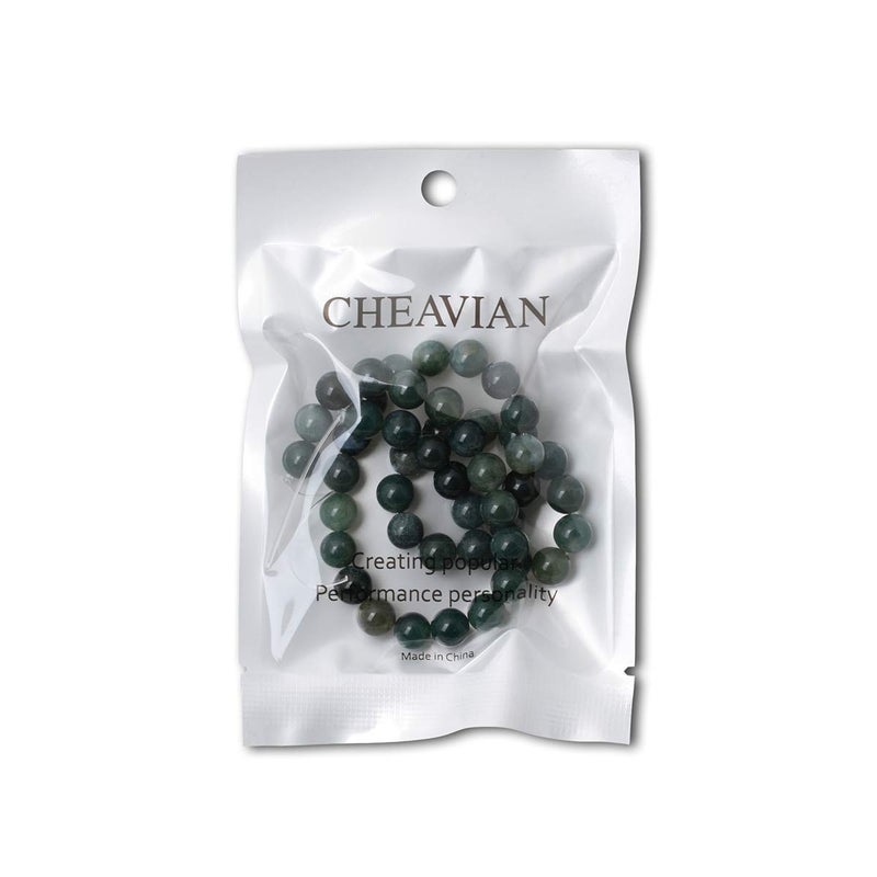 CHEAVIAN 45PCS 8mm Natural Moss Agate Gemstone Round Loose Beads for Jewelry Making DIY 1 Strand 15" - Image 5