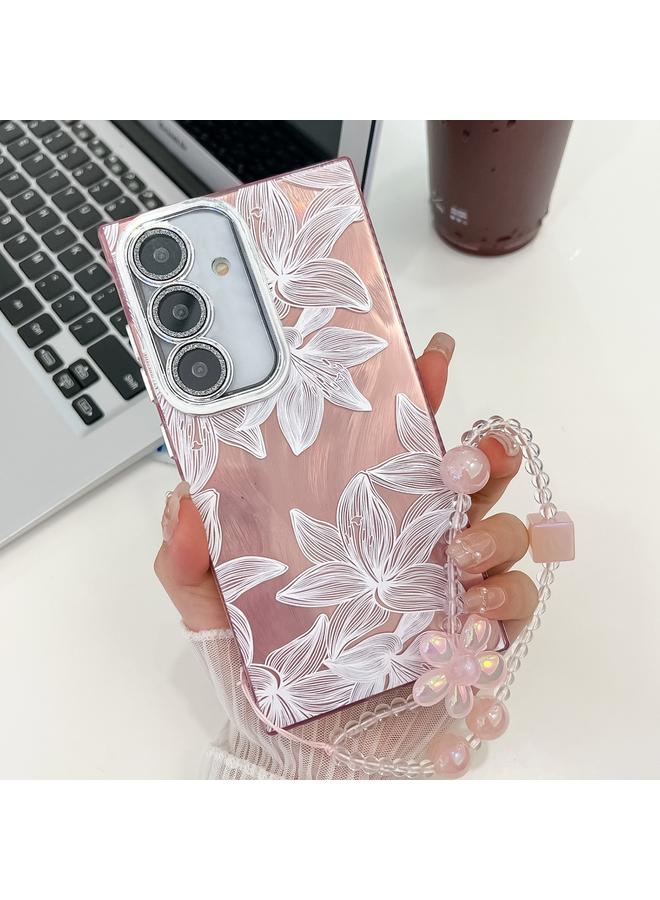 S-TOP Case For Samsung Galaxy S24+ 5G Electroplating Flowers Plants Texture Wristband TPU Phone Case - Image 1