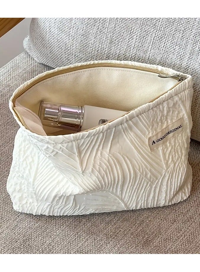 روزينو 1pc basho ورقة تصميم سعة كبيرة سحاب حقيبة مستحضرات التجميل مناسبة للنساء السفر في الهواء الطلق - Image 4