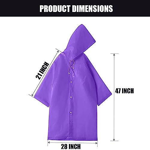 HACER EVA Waterproof Unisex Rain Coat Hooded Full Sleeves Outdoor Men, Women, Boys & Girls Rainwear Poncho Raincoat for Camping, Hiking & Travelling (Purple) - Image 3