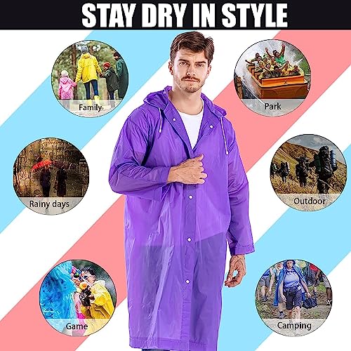 HACER EVA Waterproof Unisex Rain Coat Hooded Full Sleeves Outdoor Men, Women, Boys & Girls Rainwear Poncho Raincoat for Camping, Hiking & Travelling (Purple) - Image 5