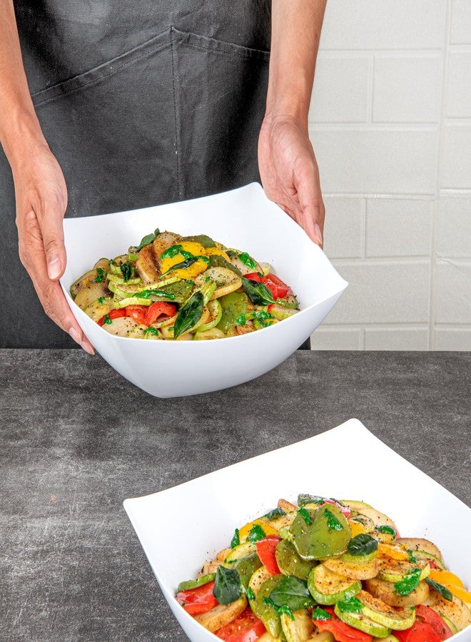 Restaurantware Moderna 128 Ounce Fancy Plastic Bowls 10 Square Disposable Salad Bowls - Durable Heavy-duty Clear Plastic Bowls For Warm And Cold Foods - Image 4