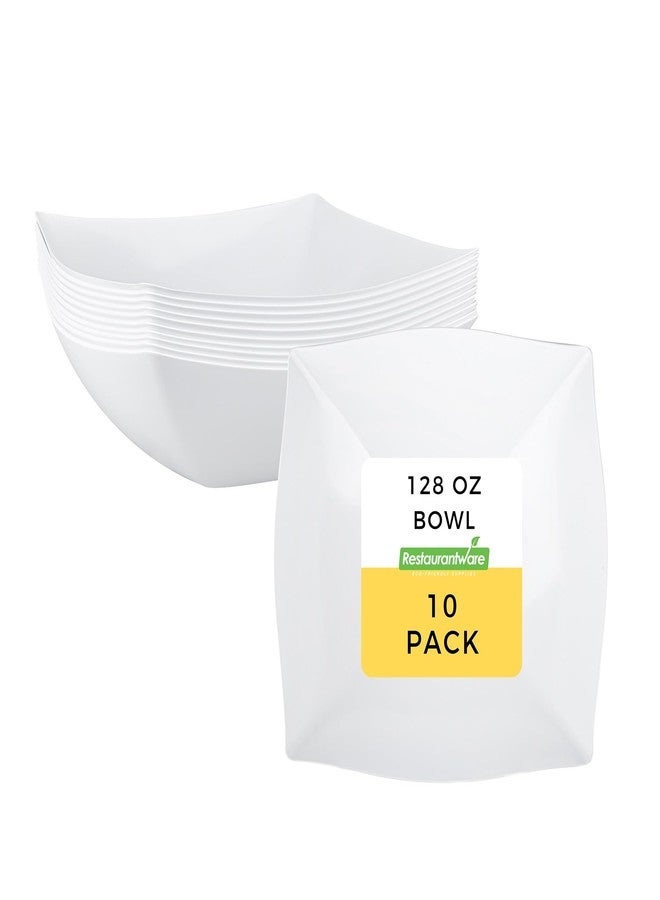 Restaurantware Moderna 128 Ounce Fancy Plastic Bowls 10 Square Disposable Salad Bowls - Durable Heavy-duty Clear Plastic Bowls For Warm And Cold Foods - Image 1