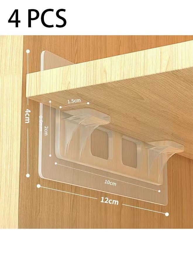 OMEVE 4 Pcs Punch Free Shelf Support Peg-Clear Self Adhesive Shelves Clips for Kitchen Cabinet Book Shelves-Strong Partition Bracket Holders Pin Non Marking Adhesive Closet Clapboard Layer-Load Bearing - Image 1
