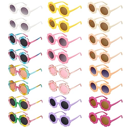 Mdvora 24 Pack Round Flower Sunglasses Set, Outdoor Kids Sunglasses Kit(Set G, 24pcs) - Image 1