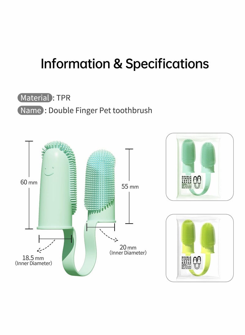 SYOSI Dog Finger Toothbrush Kit, Silicone Pet Toothbrushes, Dog Cat Toothbrush, Full Surround Bristles, Non-Toxic Silicone, Easy to Clean, Double-Finger, for Puppies, Cats and Small Pets - Image 3