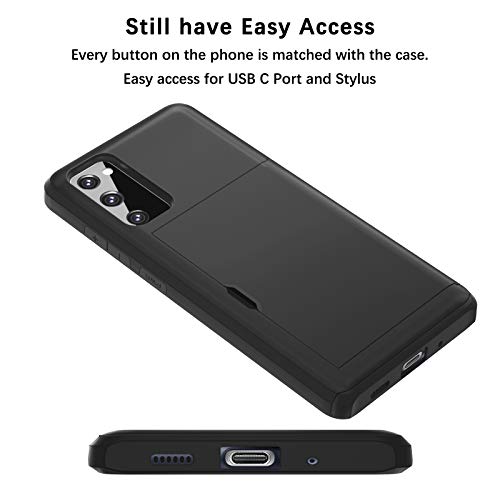 Jiunai for Samsung Galaxy S20 FE Case Card Holder Wallet for 2 Cards CC IDs Holder Sliding Back Pocket Protective Dual Layer Rubber Cover Case Designed for Samsung Galaxy S20 Fan Edition Black - Image 4