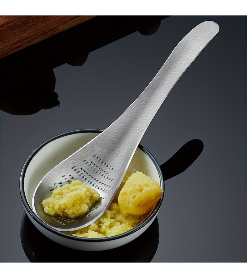 Stainless Steel Ginger Grater Spoon 1pc Garlic Masher Kitchen Tool - Image 4