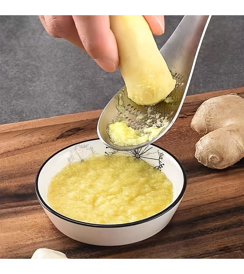 Stainless Steel Ginger Grater Spoon 1pc Garlic Masher Kitchen Tool - Image 5