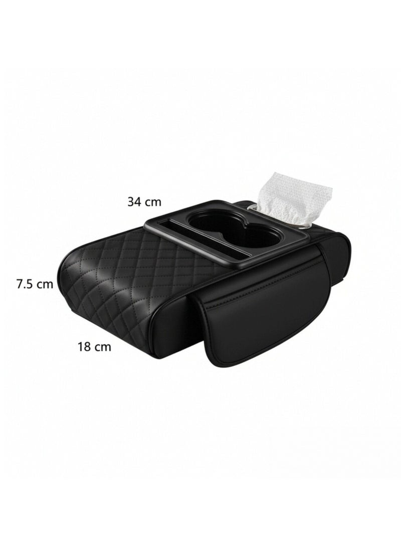 Car Armrest Cushion Pad with Tissue Box, Storage Bag, Cup Holder & Heightening Pad – All-in-One Center Console Organizer for Vehicle - Image 5