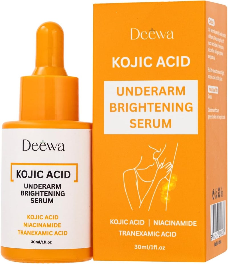 Kojic Underarm Brightening Serum with Niacinamide for Elbows Knees Private Areas Armpit Dark Spots Corrector Nourishing Firming Daily Skin Care Serum ParabenFree Vegan