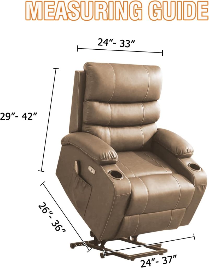 Power Lift Recliner Cover: Fossil Color 1pcs Snug Fit With Elastic Security Recliner Slipcover - Comprehensive Fabric Protection Stretch Recliner Cover for Households With Kids and Pets, Power Lift Re - Image 2