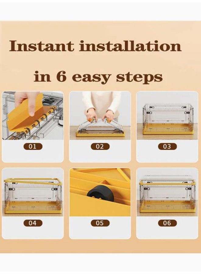 Arabest Stackable Folding Storage Box with Wheels and Lids,Closet Organizer,Stackable Toy Storage Box,Collapsible Plastic Bin with Handles and Clear Lids - Image 3