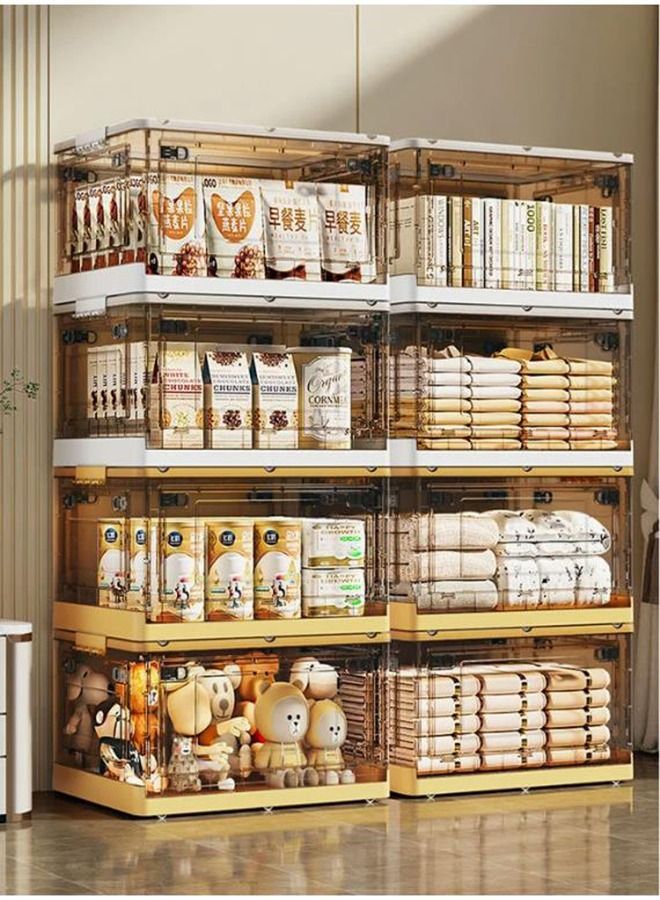 Arabest Stackable Folding Storage Box with Wheels and Lids,Closet Organizer,Stackable Toy Storage Box,Collapsible Plastic Bin with Handles and Clear Lids - Image 2