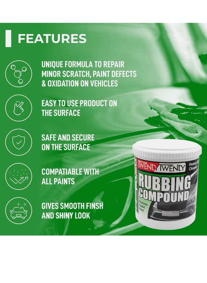 تونتي تونتي مركب فرك TWENTY TWENTY 900 جرام × قطعتين - منظف قوي للسيارات والدراجات النارية - يزيل الخدوش وعلامات الدوامات والأكسدة وعيوب الطلاء - يعيد الطلاء الباهت، ويمنح لمسة نهائية ناعمة ومظهرًا لامعًا - للاستخدام اليدوي والآلي - منخفض الغبار، خالٍ من السيليكون - Image 4