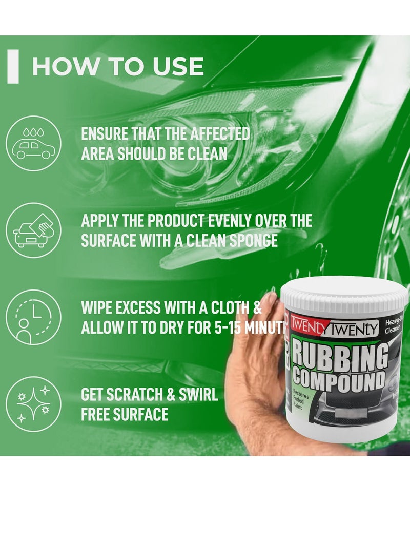 تونتي تونتي مركب فرك TWENTY TWENTY 900 جرام × قطعتين - منظف قوي للسيارات والدراجات النارية - يزيل الخدوش وعلامات الدوامات والأكسدة وعيوب الطلاء - يعيد الطلاء الباهت، ويمنح لمسة نهائية ناعمة ومظهرًا لامعًا - للاستخدام اليدوي والآلي - منخفض الغبار، خالٍ من السيليكون - Image 5
