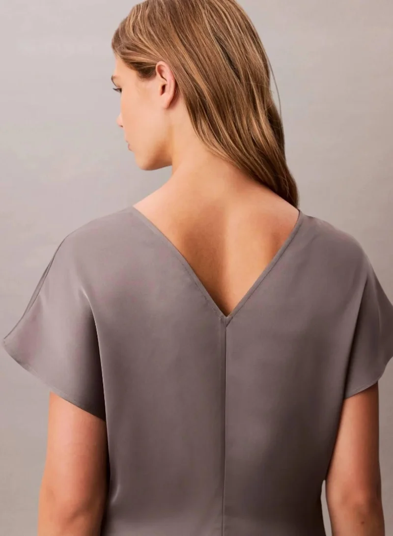 CALVIN KLEIN Satin V-Neck Dress