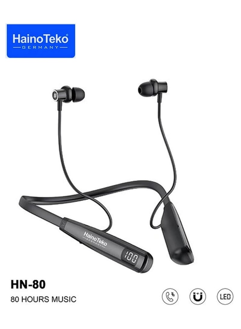 Haino Teko Haino Teko HN 80 Wireless Bluetooth Neckband Earphones | HD Sound, Deep Bass, Magnetic Earbuds, Noise Isolation, Long Battery Life | Sports & Workout Headphones with Mic – Lightweight & Comfortable - Image 2