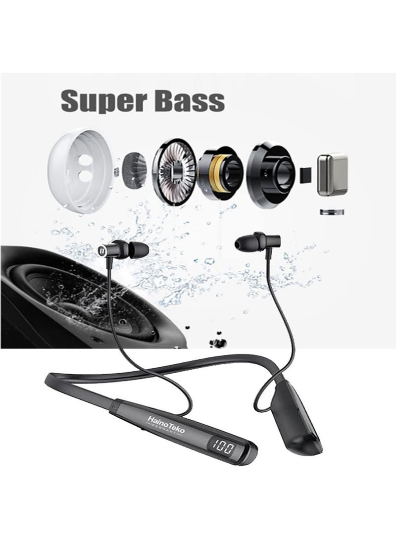 Haino Teko Haino Teko HN 80 Wireless Bluetooth Neckband Earphones | HD Sound, Deep Bass, Magnetic Earbuds, Noise Isolation, Long Battery Life | Sports & Workout Headphones with Mic – Lightweight & Comfortable - Image 3